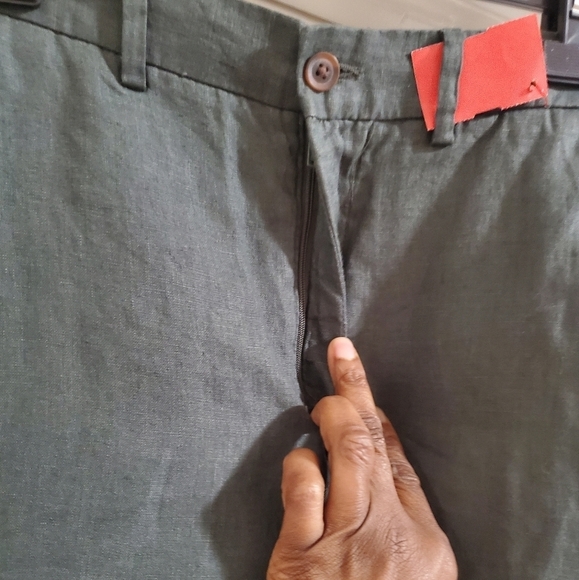 Zara Womens Linen Blend Pants Relaxed Fit Drawstring Waist Olive Green Size S - Picture 4 of 9